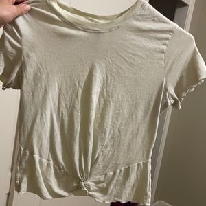 Women’s Small Light Yellow Cropped Workout Shirt